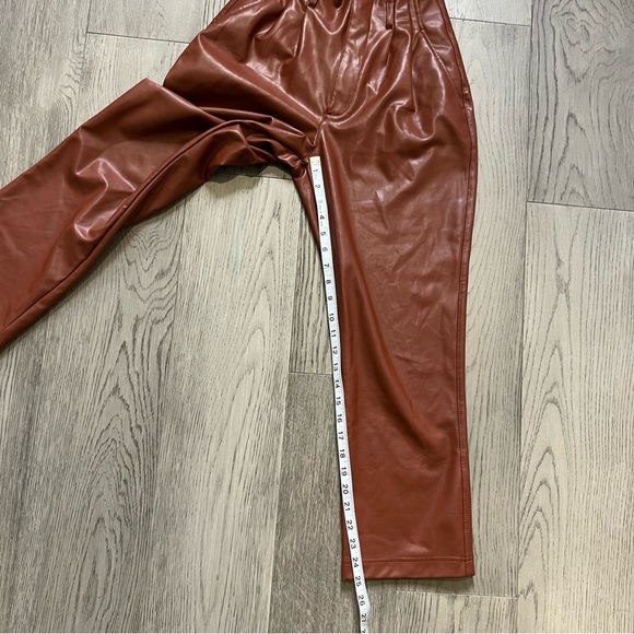 Abercrombie & Fitch Rust Faux Leather Pleated Wide Leg Pants - Picture 9 of 9